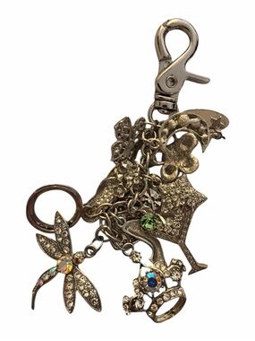 Cara NY Silver Bag Charm Multiple Rhinestone Charms
